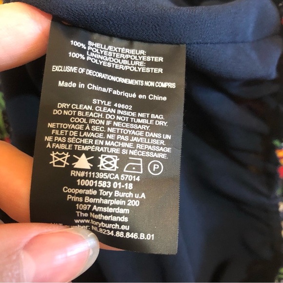 Tory Burch Josephine iris garden floral dot drawstring blouse top peasant - Picture 8 of 14